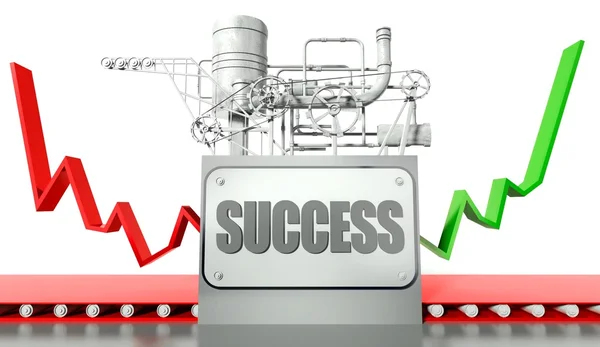 Success concept with graph and machine — Stock Photo, Image