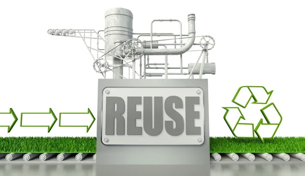 Reuse concept with recycle symbol and arrow — Stock Photo, Image