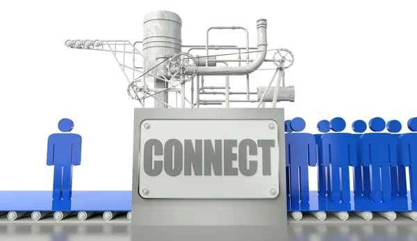 Connect concept with man and group of — Stock Photo, Image