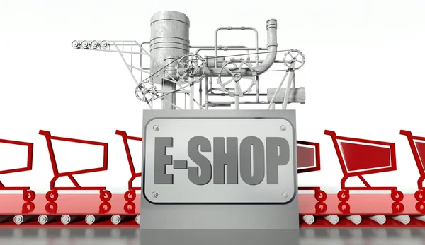 E-shopping concept met mobiele carts — Stockfoto