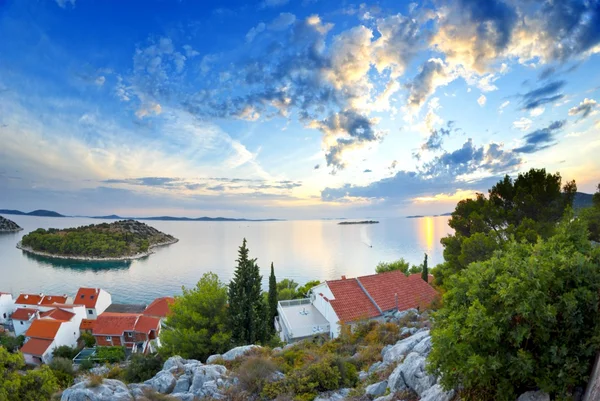 Panorama de la côte, des îles et de la vieille ville, Croatie Dalmatie — Photo