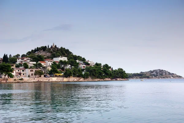 Panorama da costa, ilhas e cidade velha, Croácia Dalmácia — Fotografia de Stock