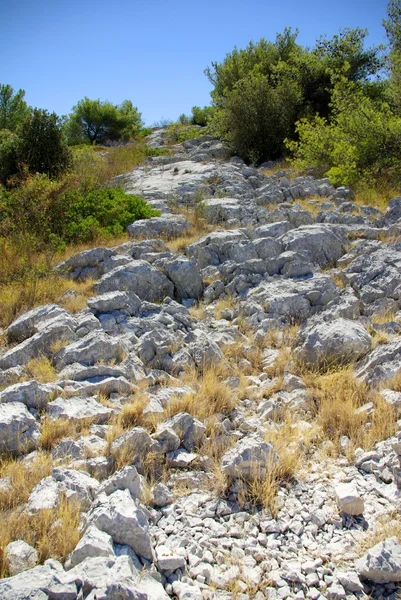 Rocky path leading to the top of the mountains — Stock Photo, Image