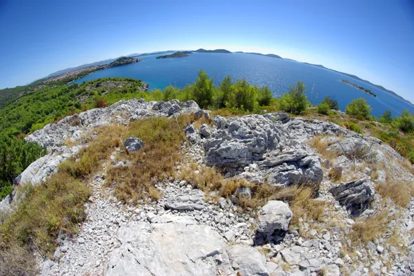 Sea landscape with islands - fish eye photo, Croatia Dalmatia — Stock Photo, Image