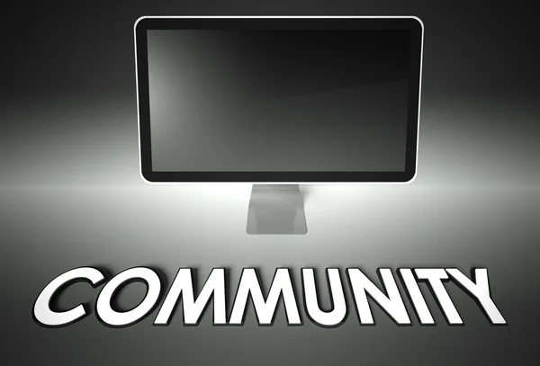 Pantalla en blanco del ordenador con palabra Comunidad —  Fotos de Stock