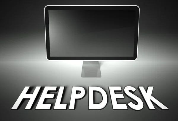 Pantalla en blanco del ordenador con palabra Helpdesk — Foto de Stock