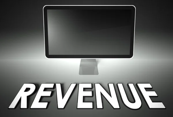 Pantalla en blanco del ordenador con palabra Revenue — Foto de Stock