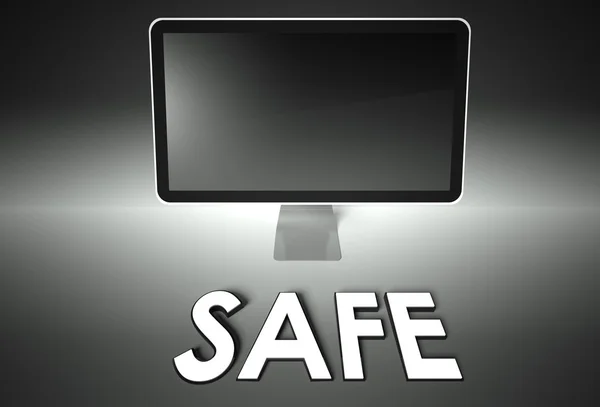 Computer blank screen with word Safe — Stock Photo, Image