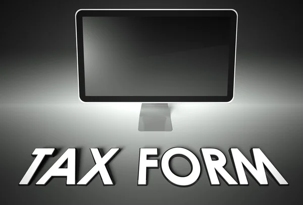 Computer blank screen with word Tax form — Stock Photo, Image