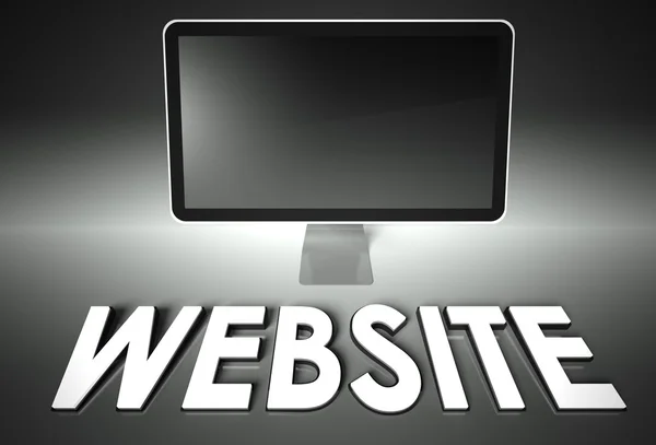Computadora pantalla en blanco con palabra Sitio web — Foto de Stock