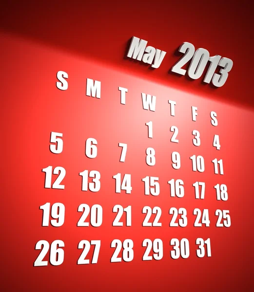 Calendar 2013 may red background — Stock Photo, Image