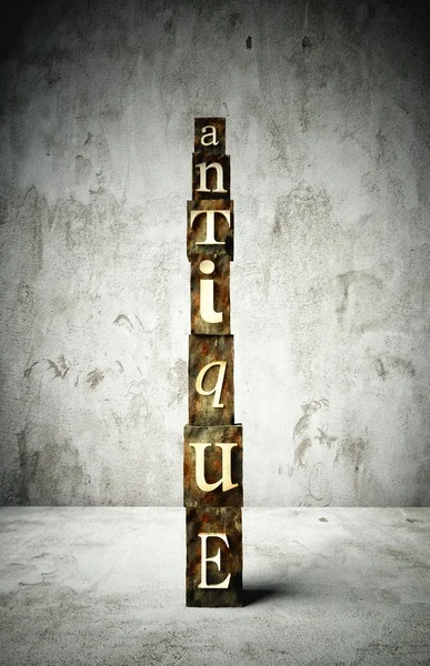 Antique concept, vintage letterpress type — Stock Photo, Image