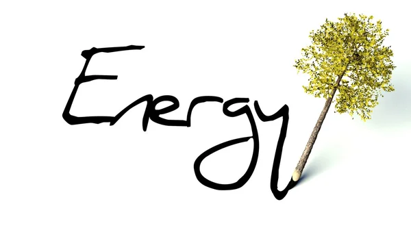 Energetické koncepce, ekologie dřevěná tužka strom — Stock fotografie