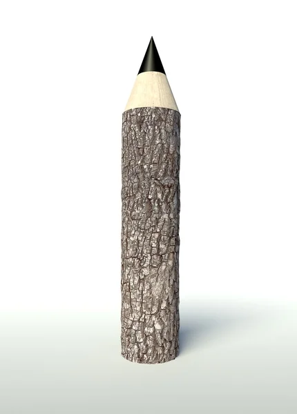 Wooden pencil with tree trunk — Stock Photo, Image