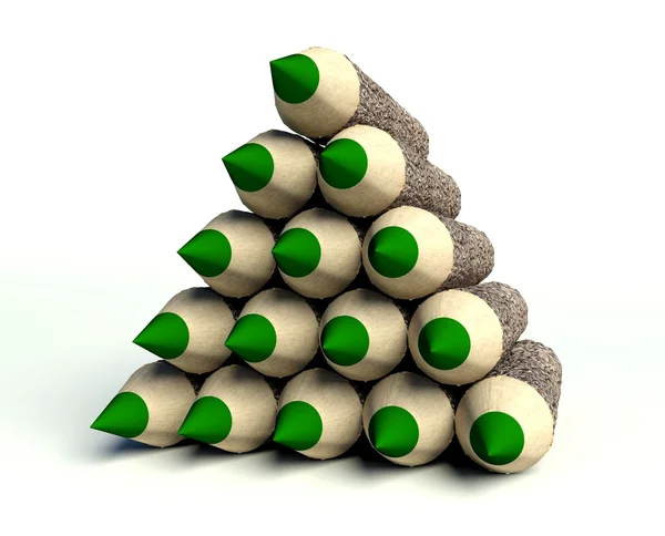 Рождественская елка? ? of green wooden pencils — стоковое фото