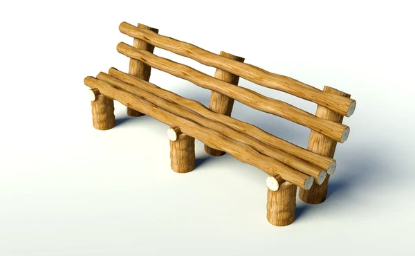 Banc en bois fait de troncs d'arbre — Photo