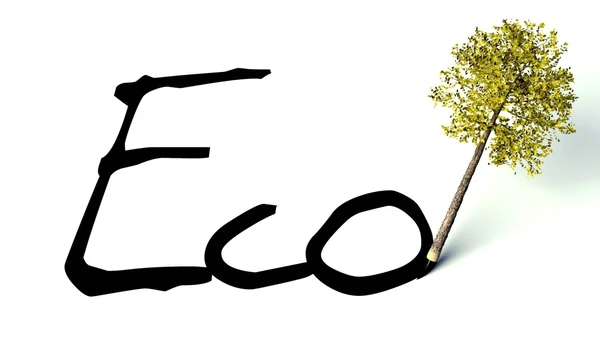 Eco koncept, dřevěná tužka strom — Stock fotografie