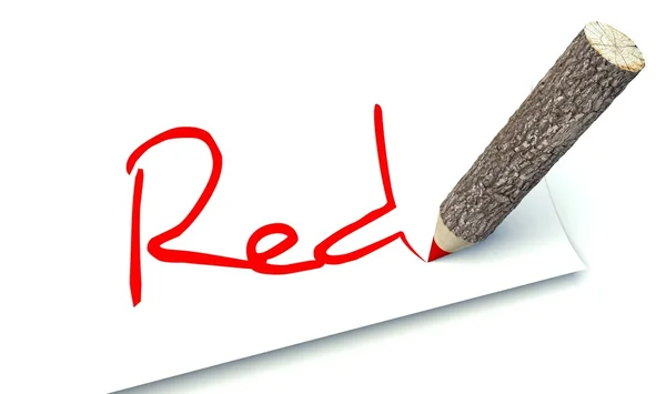 Concept rouge, écologie tronc de crayon en bois — Photo