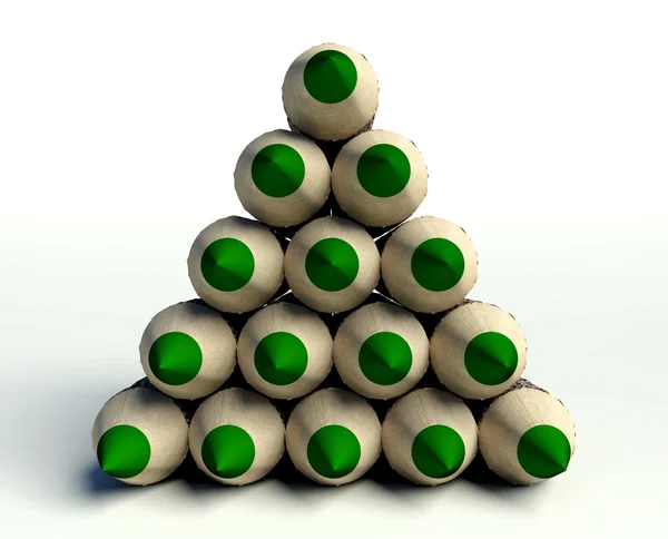 Kerstboom gemaakt?van groene houten potloden — Stockfoto