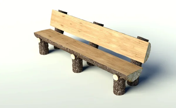 Dřevěná lavička z kmeny stromů — Stock fotografie