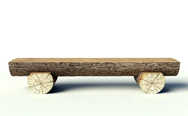 Wooden bench made of tree trunks — Stock Photo, Image