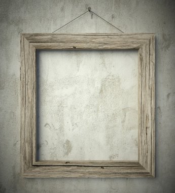 Simple old circle wooden frame, vintage background