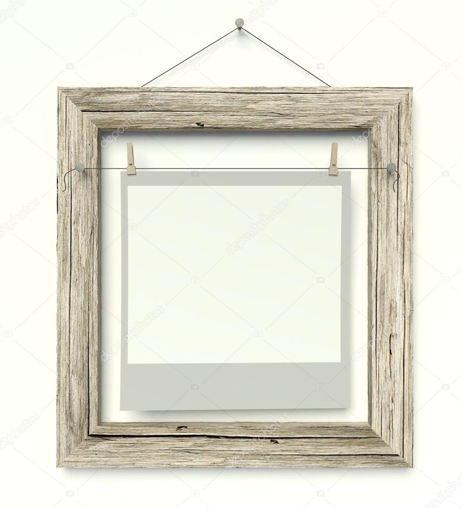 Empty frame with blank photo, isolated white