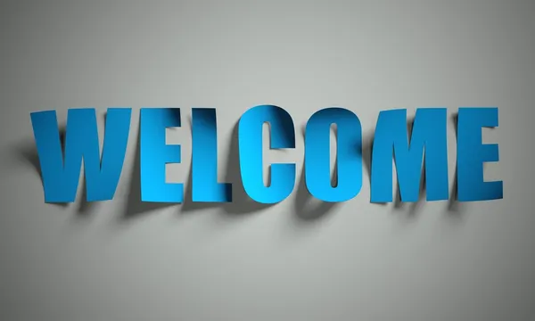 Welcome cut from paper on background — Stock Photo, Image