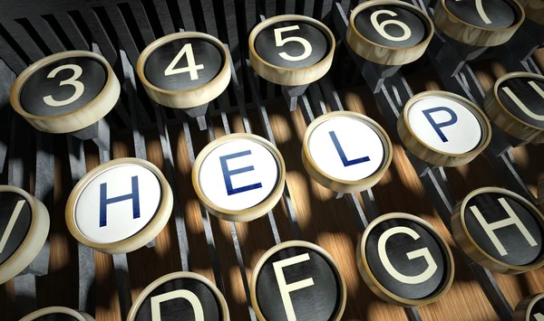 Typewriter with Help button, vintage — Stock Photo, Image