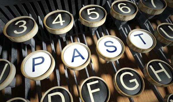 Typewriter with Past buttons, vintage — Stock Photo, Image