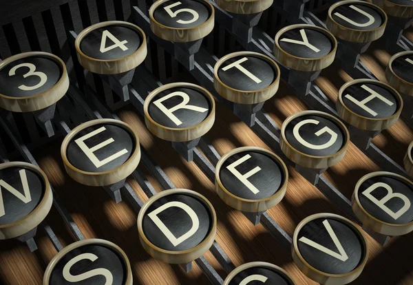 Primo piano delle chiavi della macchina da scrivere vintage — Foto Stock