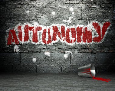 özerklik, sokak arka plan ile Graffiti duvar