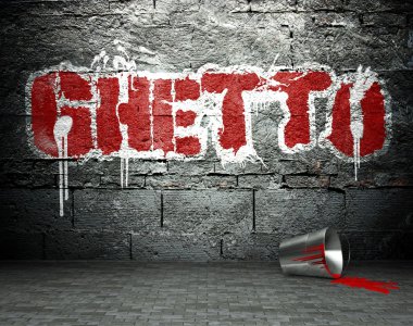 getto, sokak arka plan ile Graffiti duvar