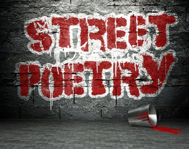 şiir, sokak arka plan ile Graffiti duvar
