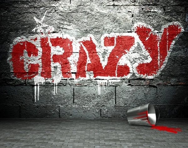 Graffiti wall with crazy, street background — Stock Photo, Image