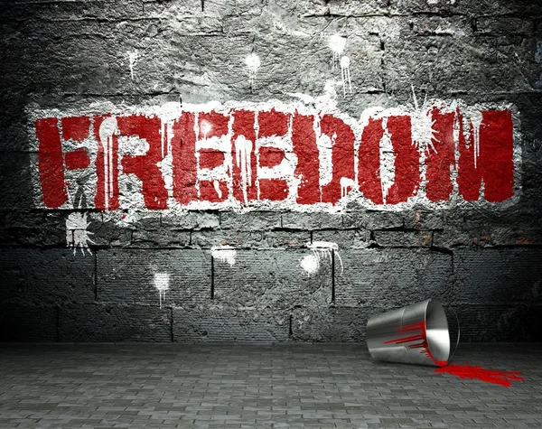 Graffiti wall with freedom, street background — Stock Photo, Image