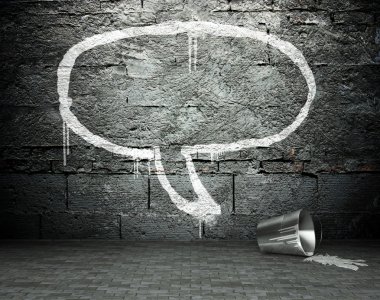 konuşma balonu, sokak arka plan ile Graffiti duvar