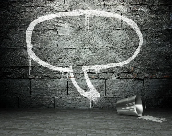 Graffiti wall with speech bubble, street background — Stock Photo, Image