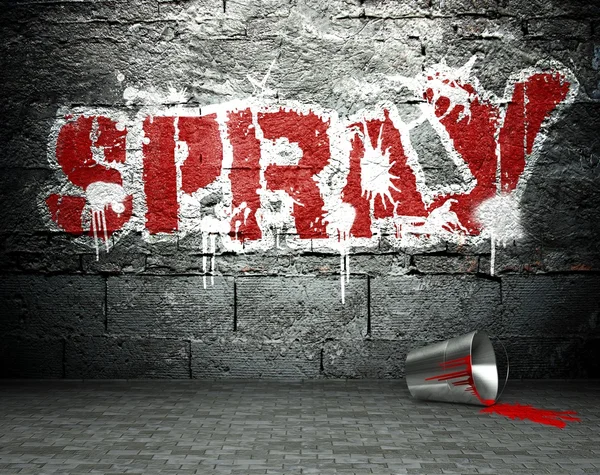 Graffiti wall with spray, street background — Stock Photo, Image