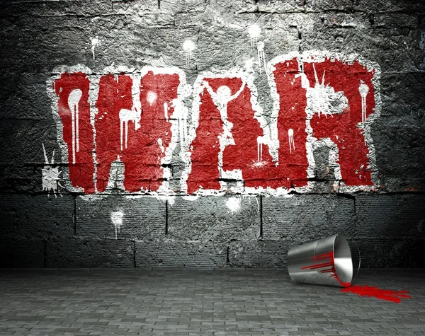 Graffiti wall with war, street background — Stock Photo, Image