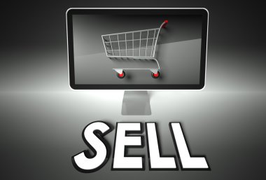 bilgisayar ve alışveriş sepeti ile Satıyoruz, e-ticaret