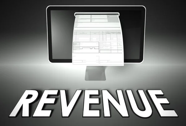 Screen and invoice with Revenue, Tax — Stock Photo, Image