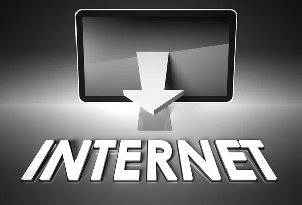 Tela e gráfico seta com palavra Internet, Rede — Fotografia de Stock