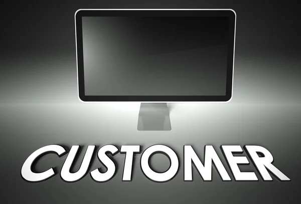 Computer blank screen with word Customer — Stock Photo, Image