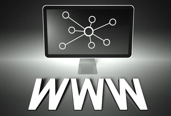 Screen and internet sign with WWW, Network — Stok fotoğraf