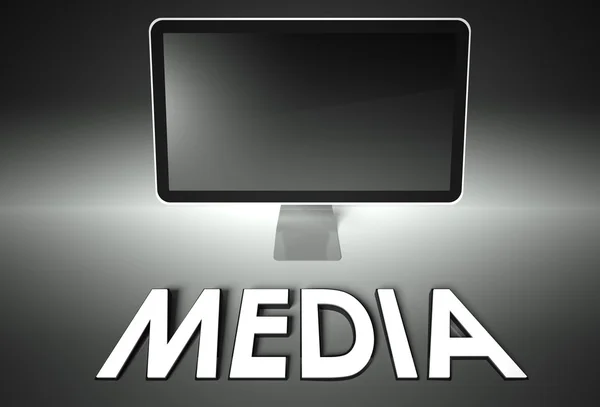 Computer blank screen with word Media — Stock Photo, Image