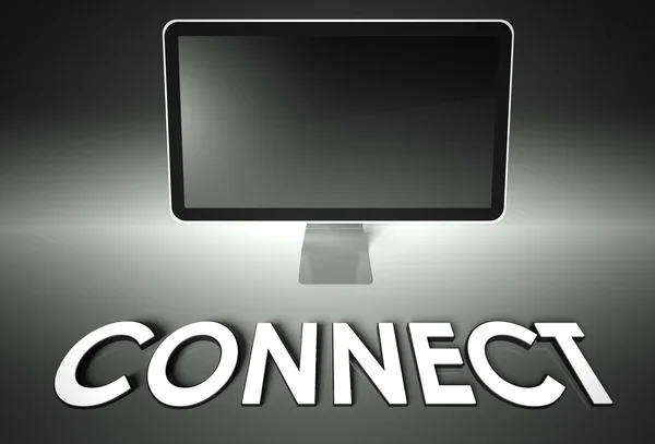 Pantalla en blanco del ordenador con palabra Connect — Foto de Stock