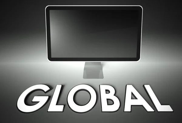 Computer leeg scherm met woord global — Stockfoto