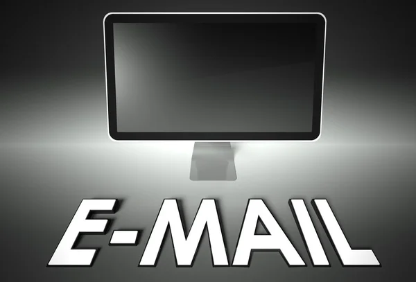 Pantalla en blanco del ordenador con palabra E-mail —  Fotos de Stock