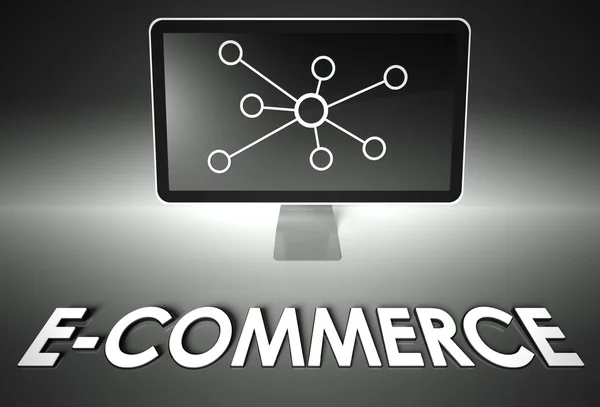 Scherm en internet ondertekenen met e-commerce, business — Stockfoto